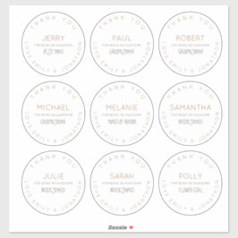 Pegatina 9 nombres individuales Gracias a la fiesta de novi