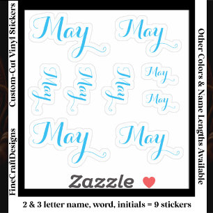 Pegatina 9 Palabra de nombre personalizado, 2-3 letras Eleg