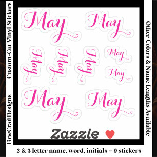 Pegatina 9 Palabra de nombre personalizado, 2-3 letras Eleg