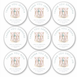 Pegatina 9 pequeños nombres individuales Gracias a los pres