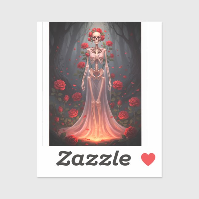 Pegatina A bony girl wears a wedding dress in a forest.  (Hoja)