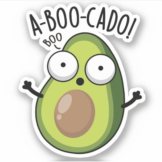 Pegatina A-boo-cado Funny Aguacate Scare Puns (Anverso)