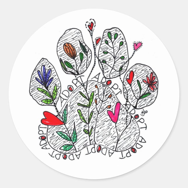 Pegatina A D O P P Mascota Paw (Anverso)