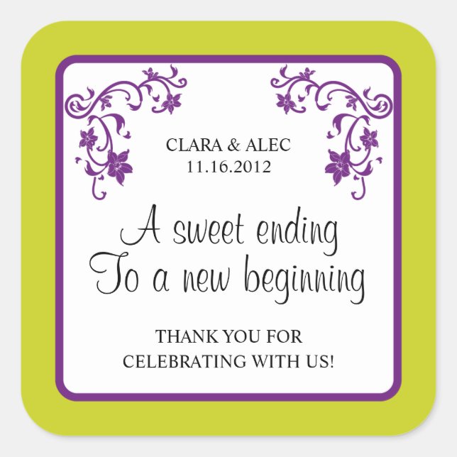 Pegatina a favor de la boda floral (Anverso)