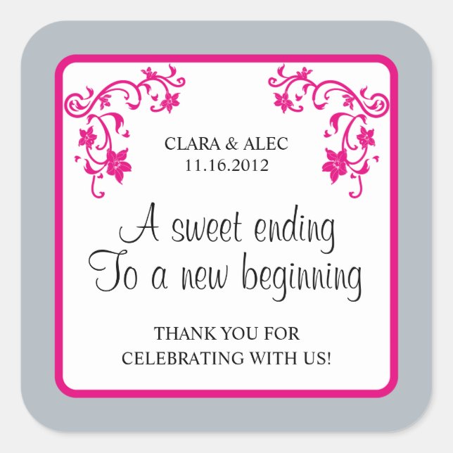 Pegatina a favor de la boda floral (Anverso)