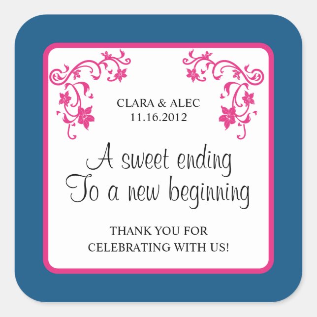 Pegatina a favor de la boda floral (Anverso)