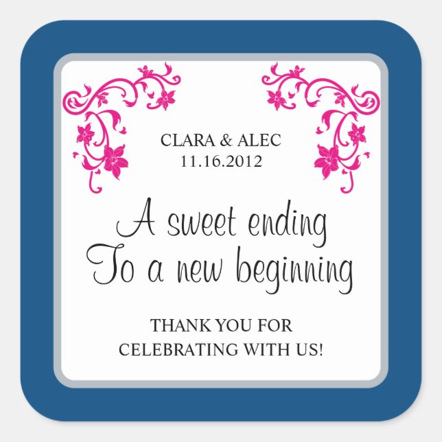 Pegatina a favor de la boda floral (Anverso)