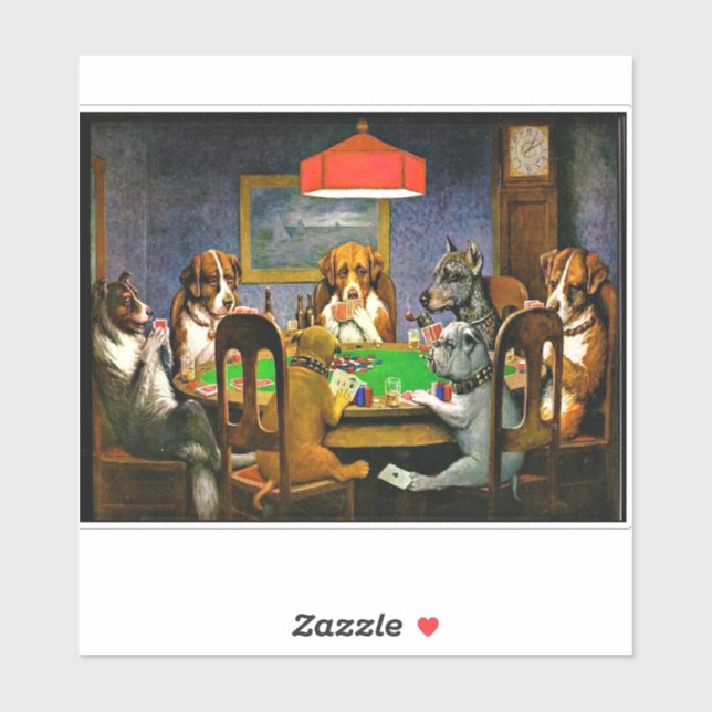 Pegatina A Friend in Need, Dogs Playing Poker, (Hoja)