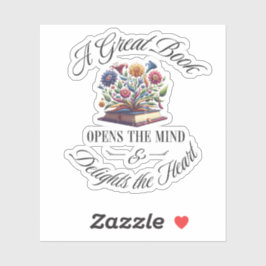 Pegatina A Great Book Delights Floral