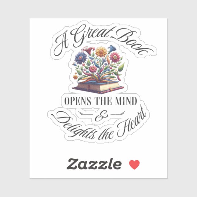 Pegatina A Great Book Delights Floral  (Hoja)