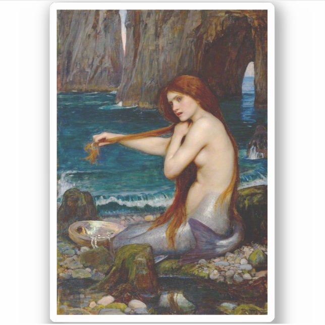 Pegatina A Mermaid, c. 1900 by John Waterhouse (Anverso)