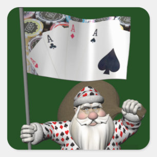 Pegatina A Santa Claus le encanta jugar al póquer