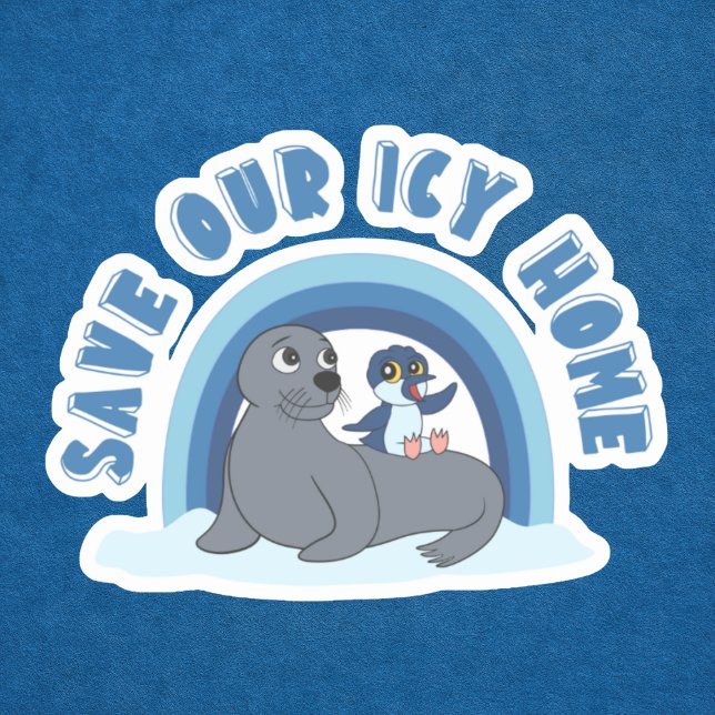 Pegatina A seal and a penguin "Save Our Icy World" cartoon (Subido por el creador)