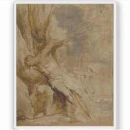 Pegatina A. van Dyck - San Sebastián atendido por un ángel