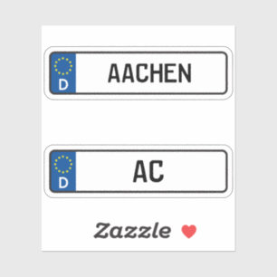 Pegatina Aachen kennzeichen, Placa de licencia de automóvil