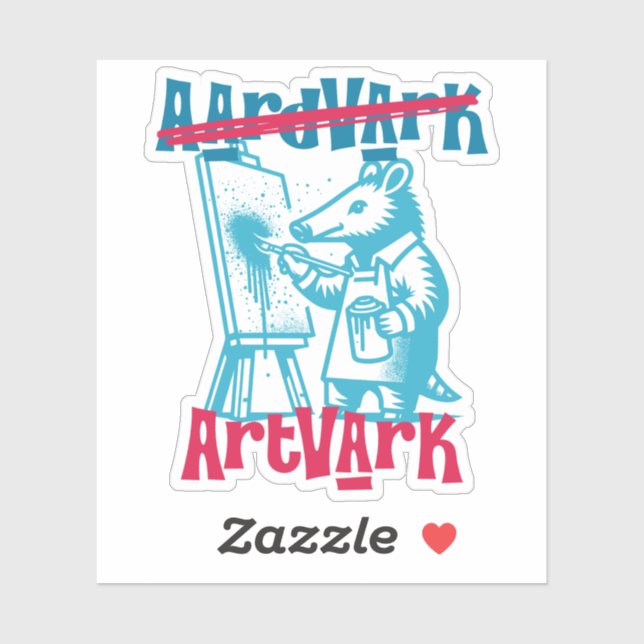 Pegatina Aardvark Artvark Funny NOMBRES ANIMALES (Hoja)
