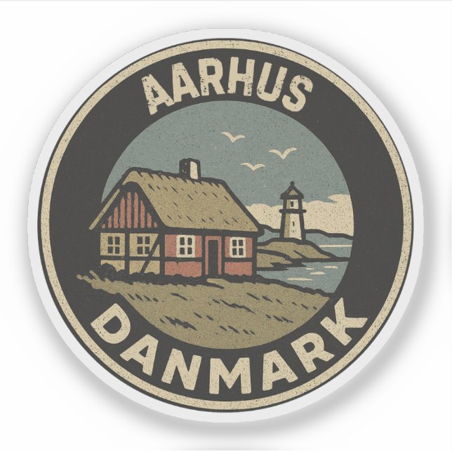Pegatina Aarhus, Dinamarca Danmark (Anverso)