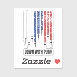 Pegatina Abajo con Putin contra la paz en Ucrania