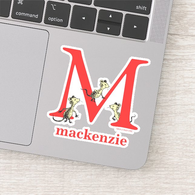 Pegatina ABC del Dr. Seuss: Letra M - Blanco | Añadir su no (Detalle)