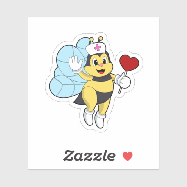 Pegatina Abeja como enfermera con corazón.PNG (Hoja)