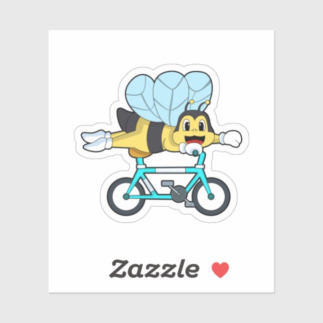 Pegatina Abeja con bicicleta (Hoja)