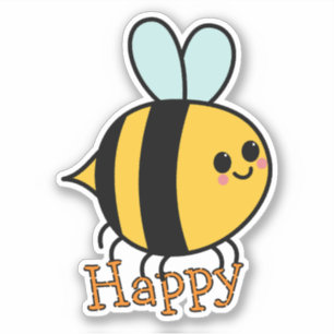 Pegatina Abeja de dibujos animados linda feliz 