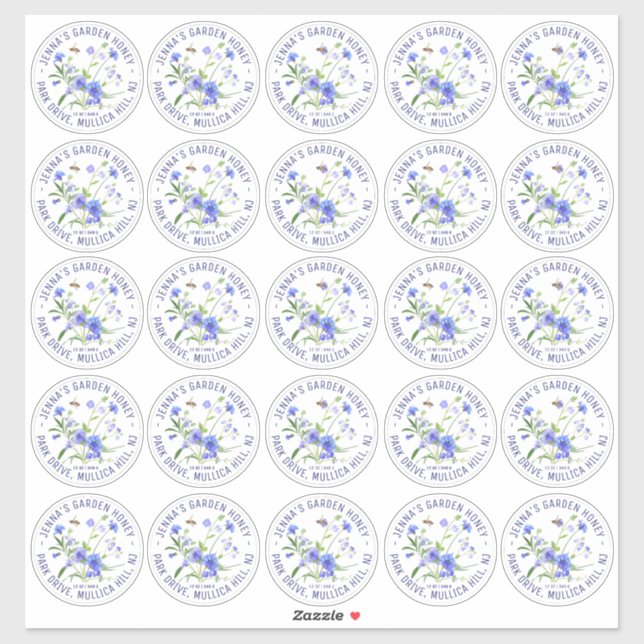 Pegatina Abeja de miel impermeable de 2.5" y flores silvest (Hoja)