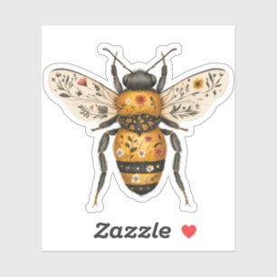 Pegatina Abeja floral caprichosa