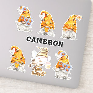 Pegatina Abejas de colección Honey Gnome, Floral, Añadir no