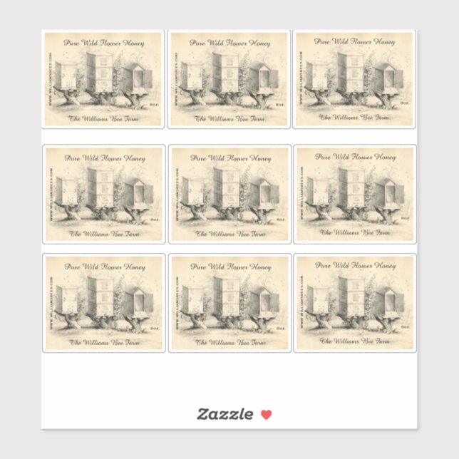 Pegatina Abejas de miel de cosecha vintage (Hoja)