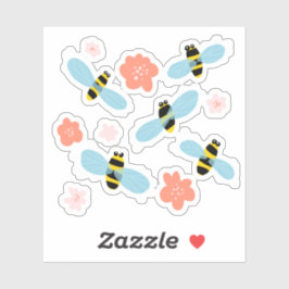 Pegatina Abejas y flores