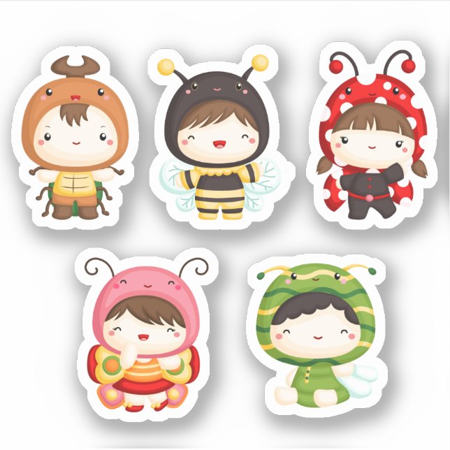 Pegatina Abejas y niños de bug (Anverso)