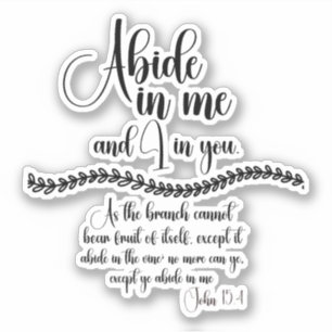 Pegatina Abide a mí verso de la biblia KJV