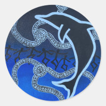 Pegatina aborigen australiano de delfines