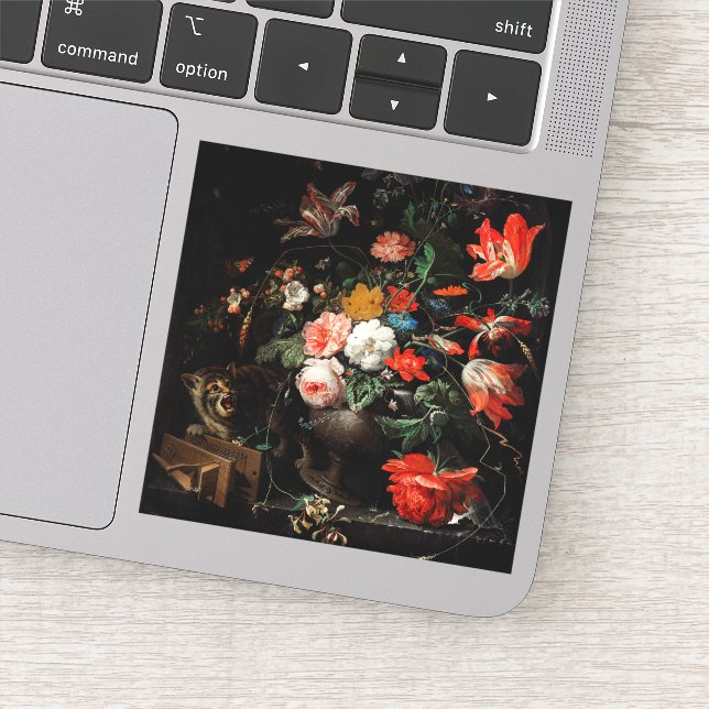 Pegatina Abraham Mignon El Bouquet Girado. Floral (Detalle)