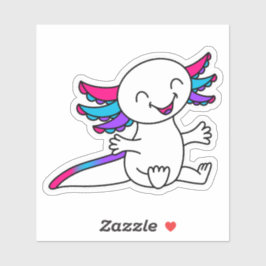 Pegatina ¡Abrazame! Axiolotl lindo en los colores del Orgul