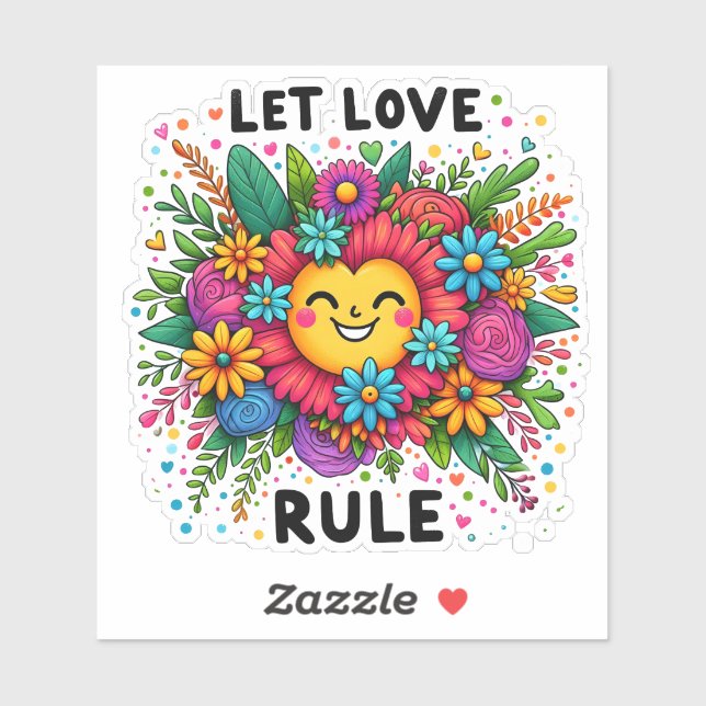 Pegatina Abrazando la positividad con flores vibrantes y al (Hoja)