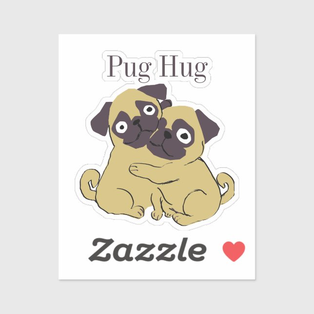 Pegatina Abrazo de pug  (Hoja)