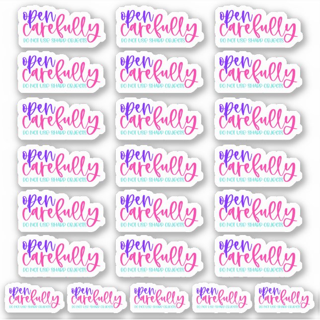 Pegatina Abrir con cuidado, no usar objetos nítidos - Pegat (Anverso)