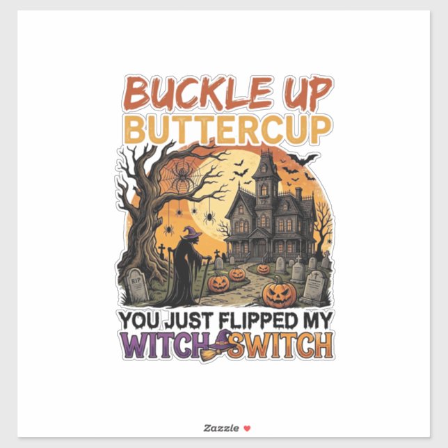 Pegatina Abróchense Buttercup Bruja Interruptor Halloween E (Hoja)