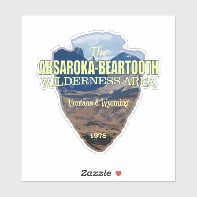 Pegatina Absaroka-Beartooth Wilderness (punta de flecha) (Hoja)