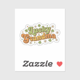 Pegatina Abuela Afortunada Retro Groovy Script Flor de los 