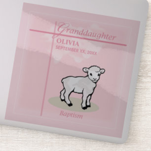 Pegatina Abuela Bautismo Chica rosa Nombre y fecha del cord