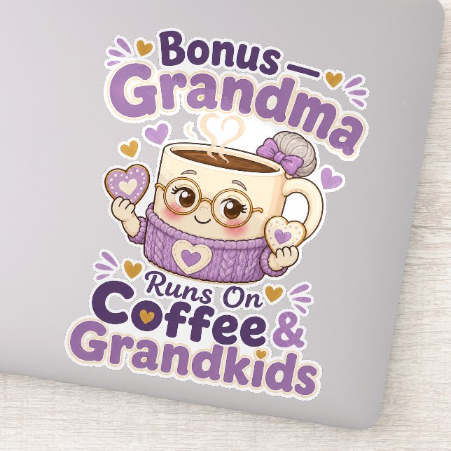 Pegatina Abuela Extra Se Funciona Con Café Y Nietos (Detalle)