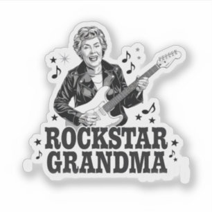 Pegatina Abuela Rockstar - Diseño de música divertida y ret
