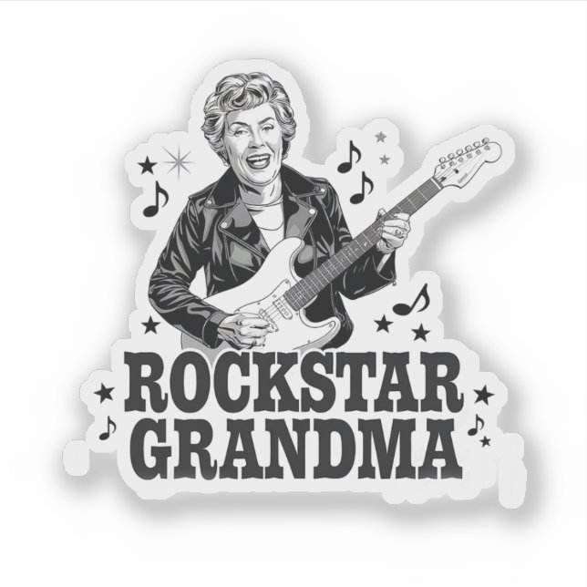 Pegatina Abuela Rockstar - Diseño de música divertida y ret (Anverso)