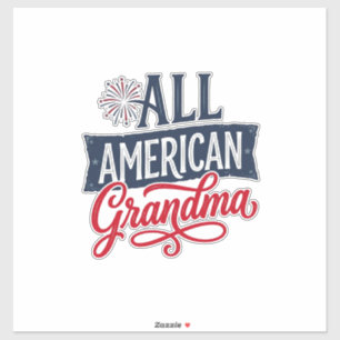 Pegatina Abuela totalmente americana diseño de fuegos artif