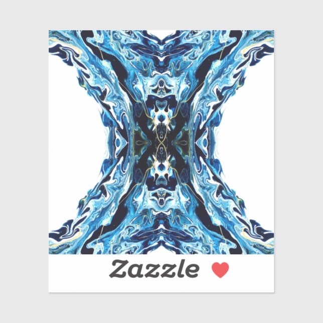 Pegatina Abyss Abstract Navy Blue Gold White Fluid Art (Hoja)