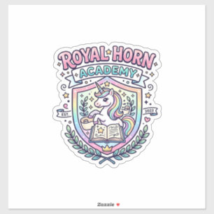 Pegatina Academia Cuerno Real Unicornio Tipografía Negrita