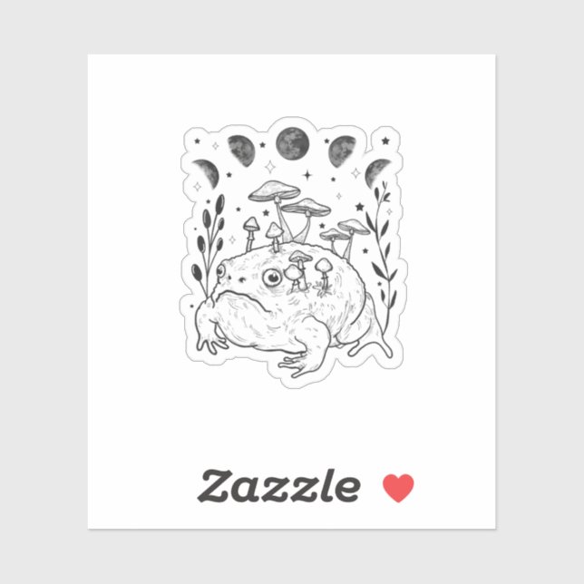 Pegatina Academia Moon Witchy Goblincore Aesthetic Frog (Hoja)